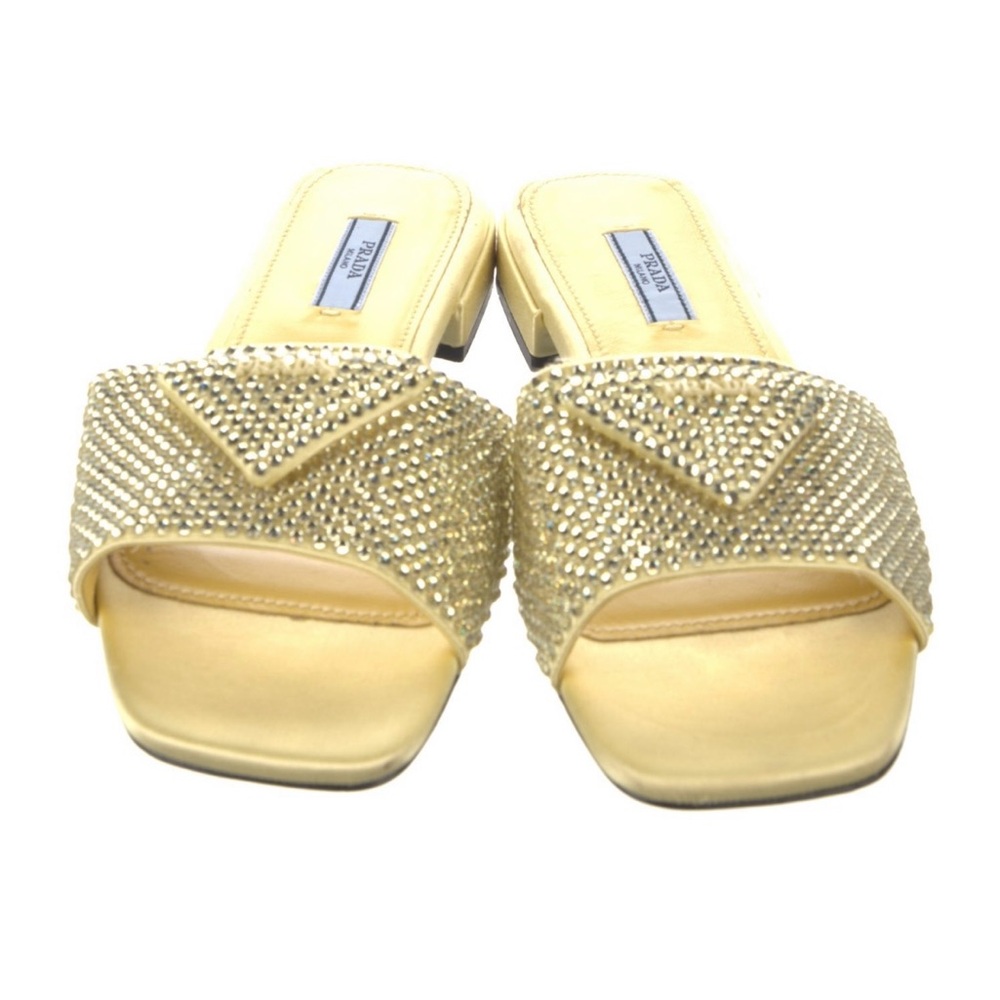 Prada Satin Slides with Crystal 37.5